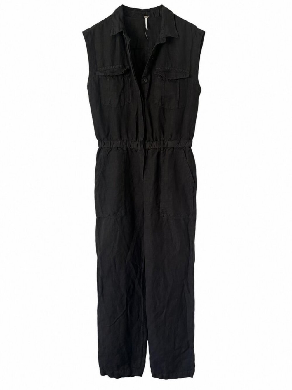 YFB Cuba Black Linen Blend Utility Jumpsuit S